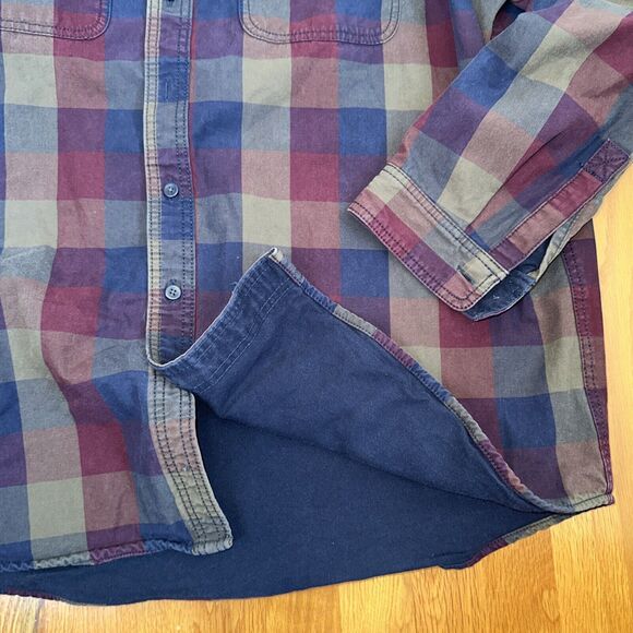 Vintage LL Bean Mens canvas Flannel Plaid Lined Barn Chore Shirt Jacket Sz XLT - Picture 2 of 13